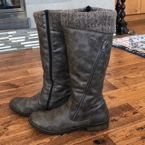 Remonte distressed tall grey boots